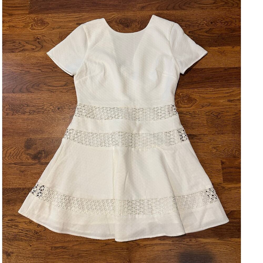 Chelsea28 Fit & Flare Pointelle Knit Mini Dress Women’s Large White Short Sleeve